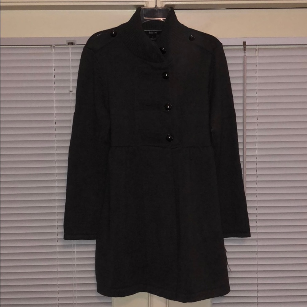 Long Charcoal Button Up sweater
